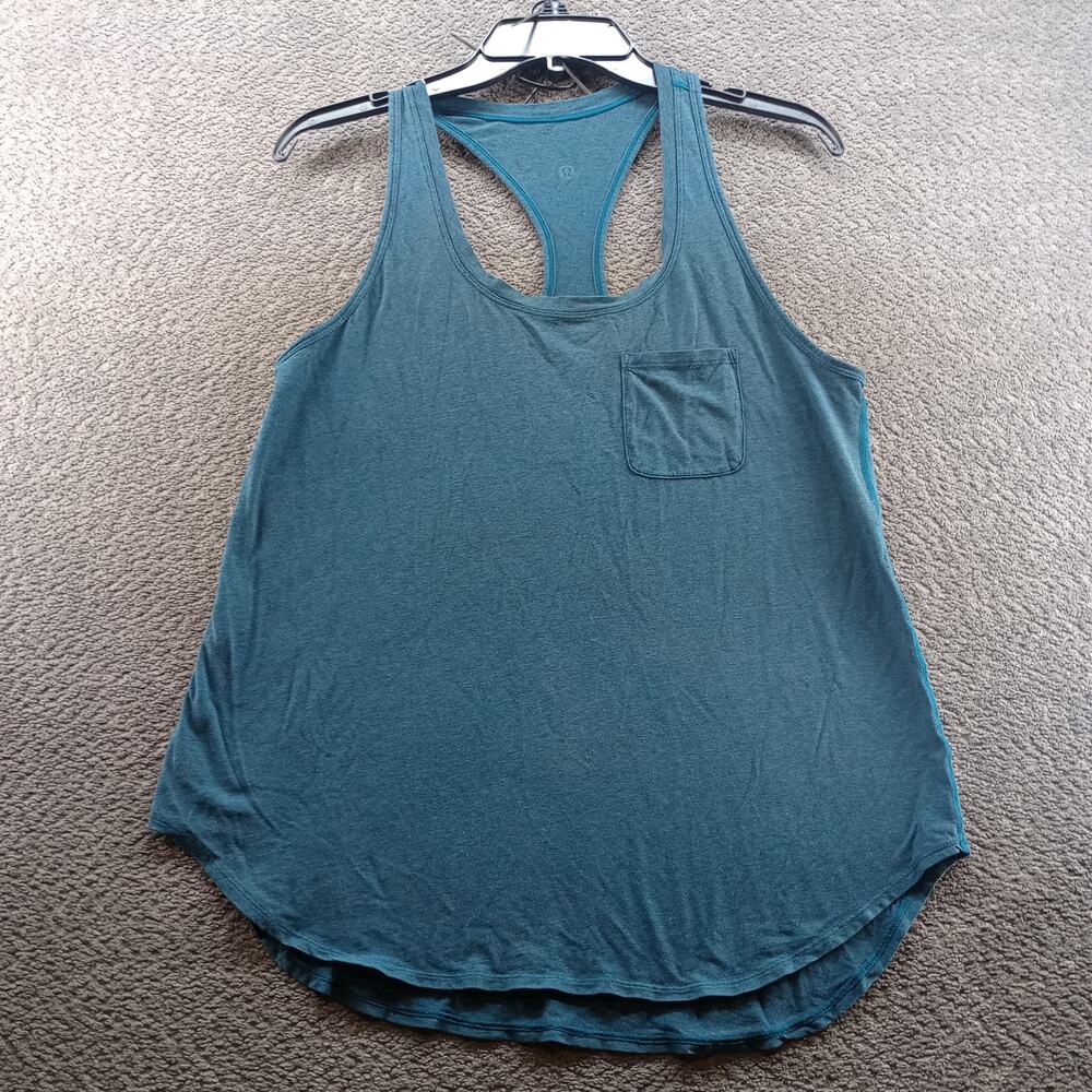 Lululemon Women Racerback Pocket Tank Top Blue Athletic Yoga Size 10